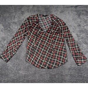 Anthropologie Sanctuary Plaid Tunic Blouse SzXS Plaid Tie Career Classic Dressy